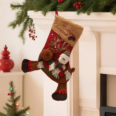 Festive Christmas Hanging Socks: Adorable Snowman, Santa Claus  Reindeer Stocking Ornaments For Home, Door, Wall  Tree Decor