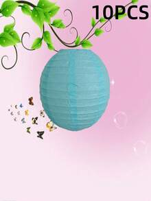 30个/10个/5个/1个圆形纸灯笼，可折叠纸质吊灯，颜色有红色、黄色、蓝色、绿色、粉色、橙色、紫色，适用于生日、婚礼、教室、DIY等场合，无需用电，非常适合户外派对、新年、返校季装饰。 - 彩色 - 查看 9