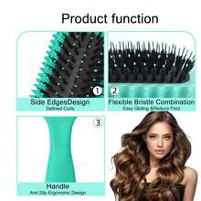 2PCS Professional Curl Defining Brush For Coils, Waves & Curly Hair - Reduce Frizz & Breakage, Add Volume & Shine | Ergonomic All Hair Types Brush - màu xanh lá - Xem 3
