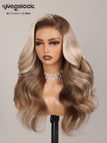 MEGALOOK 6"X5" Lace Front Wig, Ombre Brown Wavy Curly, 100% Human Hair - Pre-Plucked & Trimmed Lace, Easy To Wear, Invisible Knots, Transparent Lace, Natural Hairline, No Glue Needed, Golden Wavy Curls - No Glue, Beginner Friendly, Durable & Long-Lasting, Lightweight Cap - Trendy Color - View 5