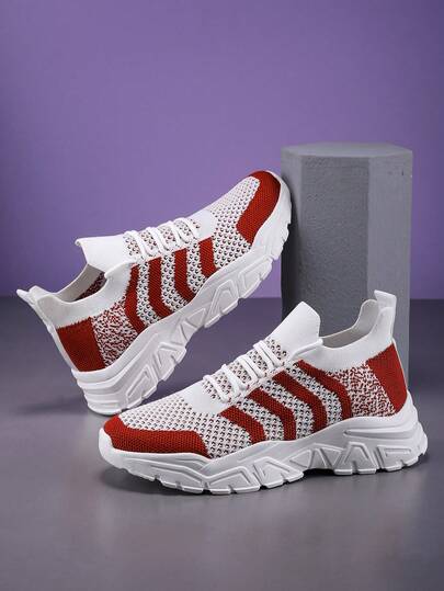 أحذية رياضية كاجوال نسائية منسوجة بتصميم مفرغ وقابلة للتنفس للركض