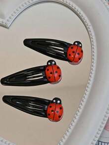 4 Pcs Ladybug Hair Clips, Red Hair Barrettes Hairpin Animal Hair Clips For Girls And Women, Girl Hair Accessories, Insect Hairgrip Back To School Hair Accessories For Hair DecorationHair Accessories Suitable For Halloween Parties, Gatherings, And Cosplay, New Years - 彩色 - 查看 3