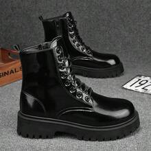 Botas casuales unisex de suela gruesa, puntera redondeada, suaves y cómodas. Botas versátiles y lujosas con brillo natural. (Este estilo es grande, se recomienda pedir una talla menos)