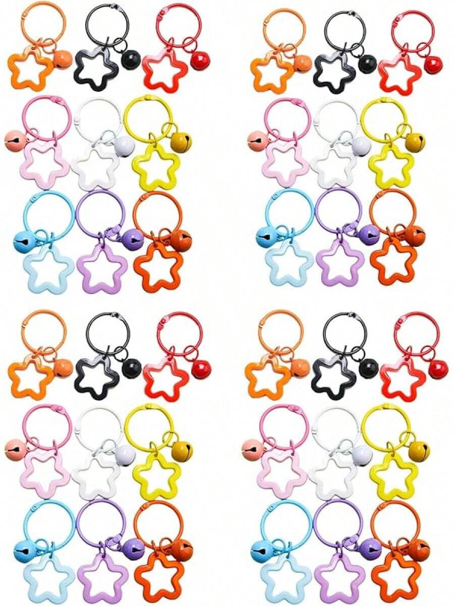 36 piezas, 9 colores, llavero de campana de estrella de acrílico, llavero de estrellas de colores a granel, llavero para mujeres, llaves, mochila, llaveros de Navidad - Campana opaca de estrella simple - Ver 1