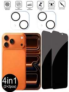 4-In-1 Tempered Glass Privacy Screen Protector (2 Pcs) + Lens Protector (2 Pcs), Anti-Spy, Compatible With IPhone 13/14/15/16/17 Plus Pro Max & 17 Air 16e Series – A Fashionable Phone Accessory With Upgraded Protection. The Perfect Holiday Gift, Screen Privacy, Modern Accessory, Stylish Protector, High-Quality Film, Smooth Surface, Privacy Filter, Gift Buyer, And Tech Enthusiast. - Black - View 34