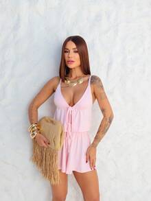 Women's Set, Shorts Set, Summer Set, Candy Color Set, Set With Blouse - Baby Pink - View 3