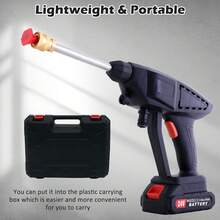 Cordless Pressure Washer, Portable Power Washer For Patio & Car, 6 In 1 Battery-Operated System With 5M Hose, Jet Wash Tool With Dual Batteries, High-Pressure Cordless Jet Cleaner - Black - View 2