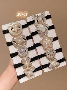 5/10pcs Girls Colorful Elastic Hair Ties - Mixed color - View 8