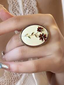 Bộ nhẫn dầu nhỏ giọt màu chạm khắc Baroque ZAA, thiết kế hình hoa cổ điển cung điện thủ công, cá nhân hóa, đa năng, trang sức cao cấp, nhẫn tinh tế cổ điển kiểu Tây Ban Nha, phụ kiện trang sức dự tiệc sang trọng chất lượng cao dành cho nữ - Nhiều màu - Xem 10