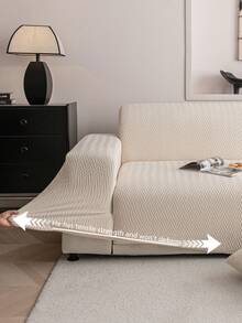 1 Vỏ bọc ghế sofa co giãn Jacquard màu trơn, kiểu dáng phù hợp cho mọi mùa, có thể giặt bằng máy, chống thú cưng và bền, thích hợp cho phòng khách, phòng ngủ, phòng ăn, ngoài trời, ghế sofa 1/2/3/4 chỗ ngồi, bao gồm dải chống trượt - Màu be - Xem 4