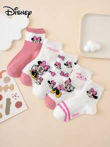 Disney 5双可爱卡通米妮图案船袜，彩色提花设计，透气，四季皆宜，欧美尺码，日常穿着舒适 - 彩色 - 查看 6