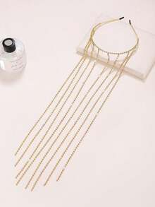 1pc Double Layer Rhinestone Tassel Hairband Party Tiaras Carnival Head Jewelry Hair Chain Head Pieces Jewelry Hair Vine Chain, Hair Jewellery, Wedding