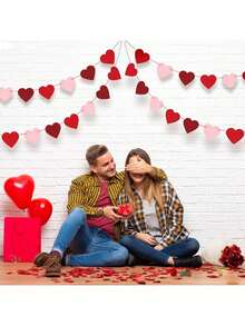 10pcs/Set Heart Shaped Garland Felt Banners For Valentine's Day DIY Crafts, Anniversary, Fireplace, Room, Home Decor, Atmosphere Setting, Family Gathering, Wall, Theme Party Hanging Decoration, Garden Yard Decor - 彩色 - 查看 11