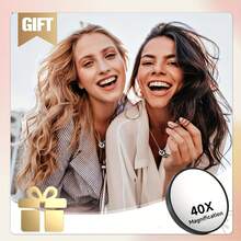 40x Magnifying Glass With Suction Cup - 3.5inch High Magnification Cosmetic And Dermatology Mirror, Portable Battery-Free Magnifier, Compatible With Tweezer Stand, Polished Anti-Fog Surface, Soft Beige Color And Professional Skincare Tool (Batteries/Power Supply Not Included), Floral Design, Durable Plastic, Oil-Resistant Coating, Essential For Beauty Experts