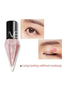 Glitter Eye Liners Eyeshadow, 1Pc Waterproof Silver Gold Color Sequins Long-Lasting Eyeliner Eye Shadow Y2K Makeup Beauty Cosmetics - LK102-02 銀色 - 查看 7