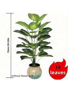 Large Realistic Money Grass Leaf Plant - 18,24large Leaves, Wide Leaf Plant Decoration, Green Wide Leaf Tropical Rainforest Decoration Tree, Suitable For Four Seasons, Indoor And Outdoor Artificial Tree Potted Plants, Very Suitable For Wedding, Hotel, Garden, Courtyard, Photography, Nordic Green Plant Potted Artificial Tree, Outdoor Artificial Green Plant Decoration,No Flower Pot - Green - View 9