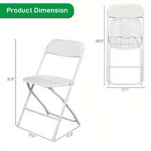 10-Pack Heavy-Duty Folding Chairs With Folding Mechanism - Extra Wide Seats (15.5x15.5in), 350lb Capacity - Lightweight Stackable Wedding, Party, Banquet, Event Chairs - Easy Storage For Home, Events, Rentals - White Plastic Chairs For Adults, Outdoor Seating, Simple Design, Sturdy Frame, Wedding Planners - 白色364 - 查看 7