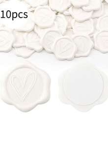 50pcs Heart Shaped Self-Adhesive Wax Seal Stickers For Gifts, Wedding Invitations, Envelopes, Journals, Sewing, Teacher Stamps, Wax Seals, Weddings, Christmas - White - White - View 10