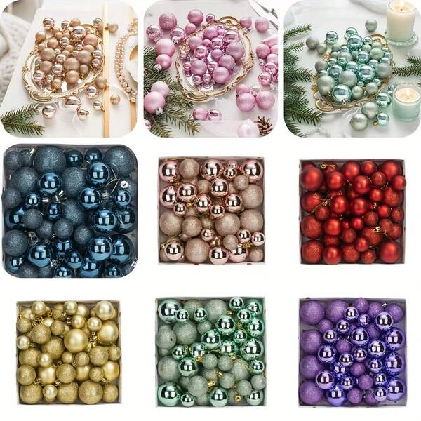 Cele 44 de globuri de Crăciun cu diametrul de 3/4/5 cm nu se sparg ușor. Pandantivele colorate pentru bradul de Crăciun sunt potrivite pentru decorarea petrecerilor festive și a bradului de Crăciun.