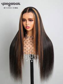 MEGALOOK 13x4蕾丝前假发 #30 高光直发 100% 真人处女发 - 预漂白发结，预拔毛发际线，透明蕾丝 - 优质处女雷米发，轻盈可调节帽 - 柔软有弹性，全天舒适，极少掉发 - 隐形自然发际线，适合 - 新娘、圣诞派对、约会之夜、度假 - SNATURAL/30 - 查看 6