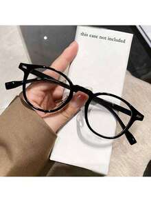 1副透明镜片眼镜，黑色长方形无度数眼镜，男女通用时尚配饰，PC（聚碳酸酯）镜框和镜片 - 黑色 - 查看 4