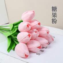 3pcs Artificial Tulip Flowers Decor, Home Decoration Accessories, Living Room & Bedroom Ornament - Hot Pink - View 52