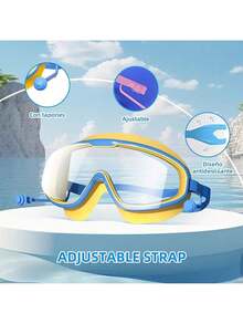 Gafas de Natación Juveniles, Antivaho 400, Lentes Grandes Ajustables para Niños y Adolescentes, Silicona Suave Impermeable, Para uso en interiores y exteriores - Azul - Ver 5