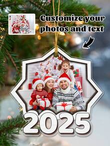 2025 Customized Family Photo Ornament (1pc), Photo Customized Ornament, Family Christmas Ornament, Personalized Family Photo Memento, Large Family Ornament, Photo Ornament, Transparent Acrylic Christmas Tree Pendant, Unique Holiday Gift For Family And Friends, Personalized Family Christmas Ornament, Personalized Gift, Customized Christmas Gift, Customized Christmas Tree Ornament - Multicolor - View 8