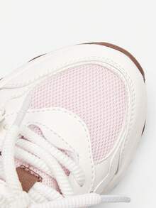 Balabala 2025 Herbst Mädchen Mesh Plateau-Sneaker mit dicker Sohle, atmungsaktive Plateauschuhe - weiß rot - Übersicht 8