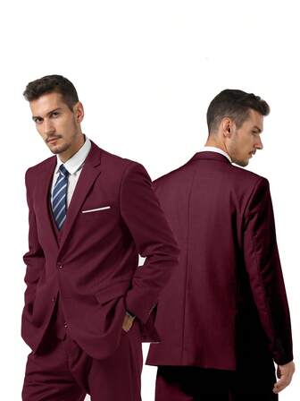 Men's Autumn Winter Suit Sets For The Christmas Double Eleven And Friday Promotions Men Deep Burgundy Casual Mens Suit Jacket Slim Fit Men's Suit Outfit Notch Lapel Men's Sport Coats & Blazers Formal Suit Concert Graduation Season Size XS-3XL