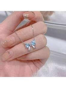 1件蓝色蝴蝶锁骨项链甜美女孩日常街拍节日礼物 - 蝴蝶結 - 查看 7