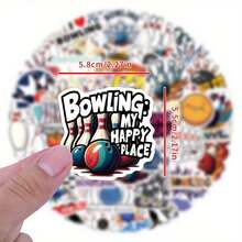 55pcs Cartoon Bowling Stickers Graffiti Vinyl Decals For Luggage, Water Bottles, DIY Skateboard, Bags, Helmets, Self-Adhesive - Multicolor - View 4