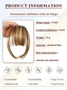 6inch Synthetic Air Bangs Clip In Hair Extensions Front Fringe False Hairpiece For Women Clip In Bangs Invisible Natural Suitable For Daily ,Parties, Holidays, Etc