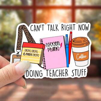 1PC FUNNY Can Not Talk Right Doing Teacher Stuff Sticker | Funny Desk Decal For Employees, Managers, And Colleagues | Perfect Cubicle Decor, Gag Gift For Work, Or Motivational Reminder | Waterproof Vinyl For Any Surface, Halloween/Christmas/Trick Or Treat, School Teacher Classroom Supplies, Scrapbook Supplies Scrapbook Stationery Stickers