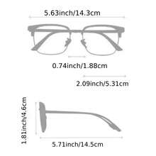 Men's Retro Half-Frame Glasses - Non-Prescription Glasses, Available With Clear/Non-Prescription Lenses, Suitable For Large Eyes, Small Face Glasses, Men's Fashionable Non-Prescription Glasses - Thick Black Frame With Clear/Non-Prescription Lenses, Suitable For Wide Faces, Men's Non-Prescription Glasses, Large Face Retro Style Glasses, Modern And Retro Look - 黑色和銀色框架 - 查看 7