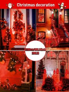 一套太阳能灯串，8种户外防水照明模式，铜线灯，50-300颗LED灯珠，可DIY，适用于花园、庭院、露营、派对、婚礼、圣诞树、圣诞节、万圣节、情人节装饰（暖白/白/彩色/粉色/蓝色/红色）