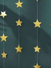 4米闪亮星星装饰套装，适用于生日派对、蓝色、银色、金色、玫瑰金旗帜、室内外装饰、花环、舞台悬挂星星、返校季、情人节、斋月、开斋节等场合。 - 金色 - 查看 8