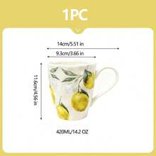 1 Or 2 Pcs Yellow Lemon Pattern Ceramic Dinnerware Set, Including Rice Bowl, Cereal Bowl, Fruit Bowl, Salad Plate, Steak Plate, Large Capacity Cup, Milk Cup, Microwave & Dishwasher