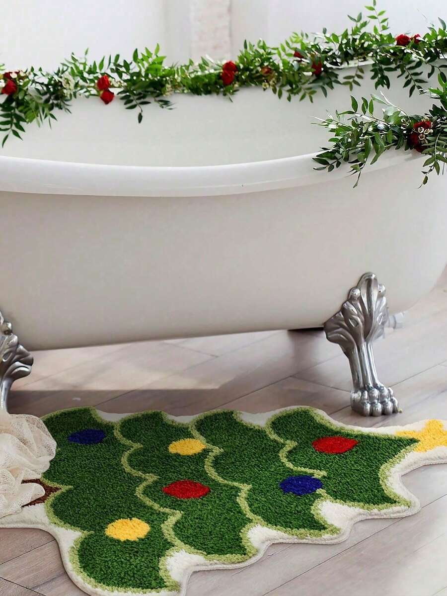 1 pieza Alfombra de baño para sala de estar, alfombra verde absorbente y lavable, alfombra de baño antideslizante, suave y gruesa para bañera, para mujeres (consulte la tabla de tallas para la imagen real del producto).