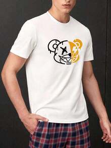 Hombres Camiseta con estampado de dibujos animados - Albaricoque - Ver 4