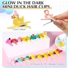 QY- 30 Pcs Halloween Mini Duck Hair Clips Funny Rave Sprout Clips For Women Multiple Styles Duck Glowing Resin Hairpins For Music Festival Hawaiian Christmas Party Gift -6108 - 彩色 - 查看 2