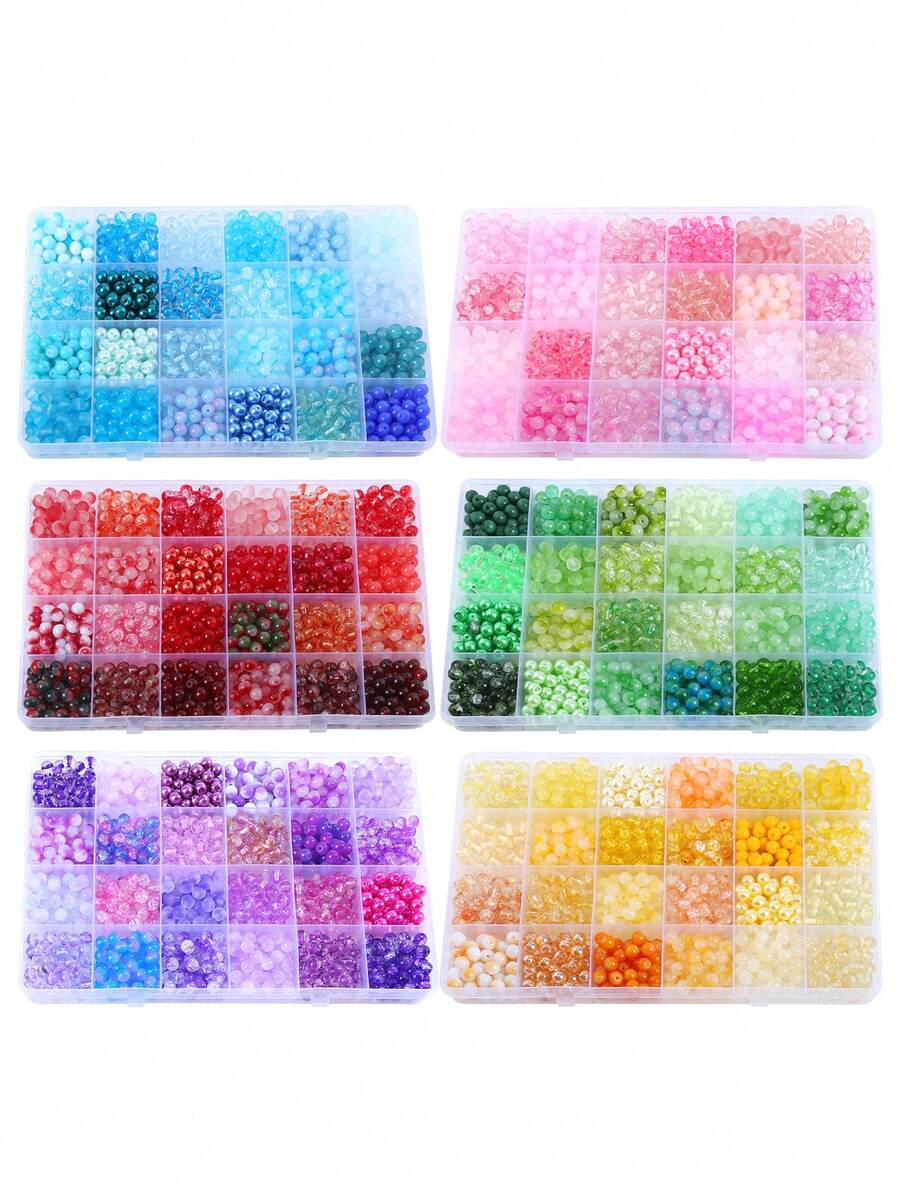 6mm Glass Beads Kit, Round Glass Beads Kit For Jewelry Making, Beads Ideal For Beginners, DIY Arts Crafts, DIY Craft Beads, Best For Friendship