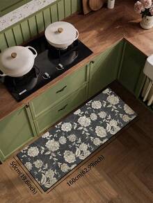 1 pezzo Tappetino da cucina in gel di silice con motivo floreale, sfondo grigio scuro con stampe di fiori bianchi e foglie, tappeto da cucina imbottito di lusso anti-fatica, adatto per cucina, bagno, ingresso, lavanderia, camera da letto, soggiorno