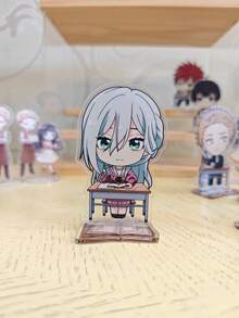 La flor fragante florece con dignidad Figura de personaje de anime en pose sentada en el escritorio de la escuela, de 10 cm de acrílico, coleccionable lindo, tema de panadería, decoración de aula, regalo perfecto para fans del anime