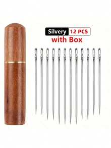 12支装不锈钢易穿线侧孔缝纫针，老年人手工缝纫针，DIY家居工艺用品 - 白色，缝纫针 - 彩色 - 查看 8