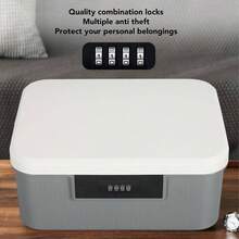 Caja de Privacidad, Bal de Almacenamiento con Cerradura de Capacidad de 9 L, Caja de  Resistente Al Fuego para Documentos para Archivos, Diseo Dividido GRAY - Gris - Ver 4