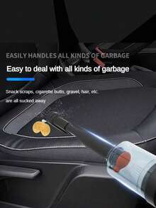 无绳车载吸尘器，大功率便携式迷你吸尘器，低噪音手持式车载清洁吸尘器，多功能吹吸，可充电车载清洁套装，适用于汽车、家庭、办公室、宠物、键盘等多种清洁场景。