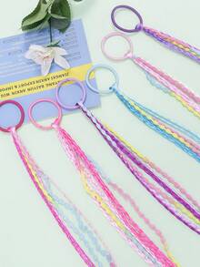 1 par de coleteros de peluca coloridos, lazos de pelo dulces y frescos, bandas de pelo trenzadas para mujeres