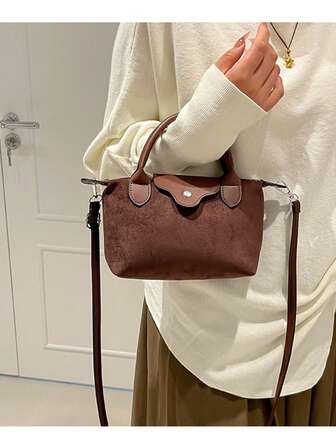 新款秋冬麂皮时尚复古小众设计通勤休闲单肩斜挎包