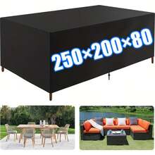 [Cubierta negra resistente a los rayos UV y a la nieve] 1 pieza Cubierta de muebles de patio resistente - Protector de mesa de poliéster 210D para exteriores, con sujetadores elásticos, impermeable, a prueba de lluvia, a prueba de nieve, a prueba de polvo, a prueba de viento, resistente a los rayos UV y resistente al sol - Negro - Ver 8